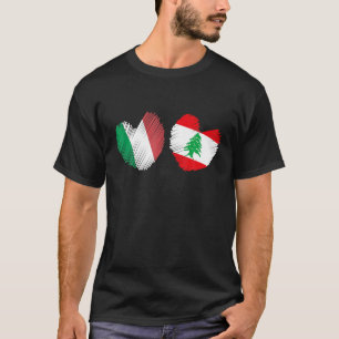 T-shirt Liban Italie Coeur Drapeau Italien Drapeau Libanai