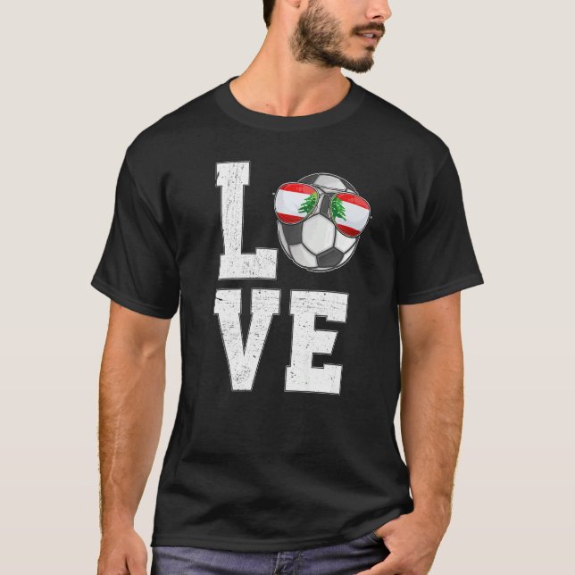 T-shirt Liban Soccer Love drapeau libanais (Devant)
