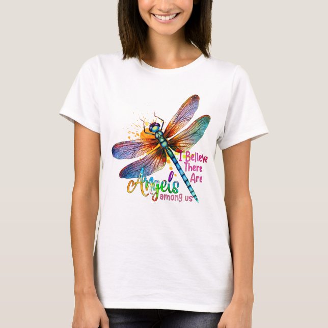 T-SHIRT LIBELLULE À L'AQUARELLE COLORÉE & INSPIRATION (Devant)