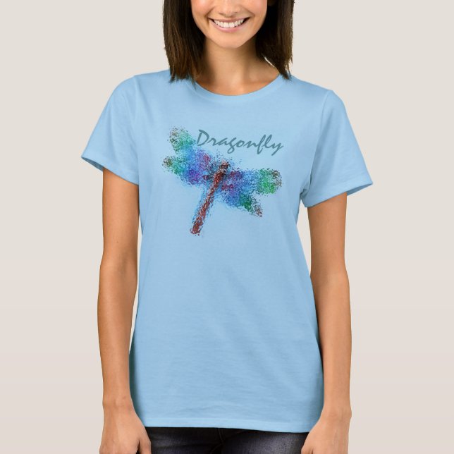 T-shirt Libellule abstraite (bleue) (Devant)