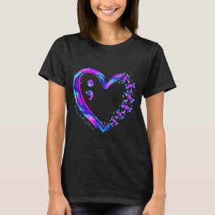 T-shirt Libellule cœur violet sarcelle de sensibilisation