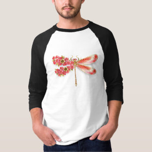 T-shirt libellule de fleurs avec sakura de bijoux