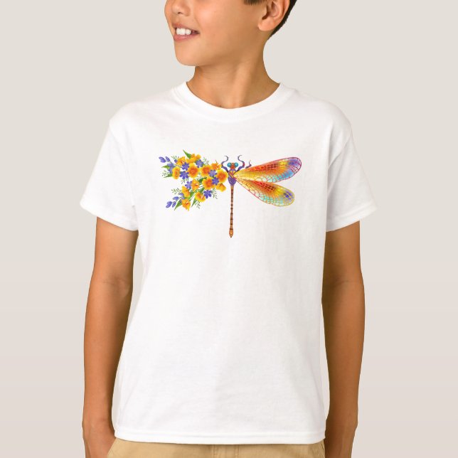 T-shirt libellule de fleurs jaunes (Devant)