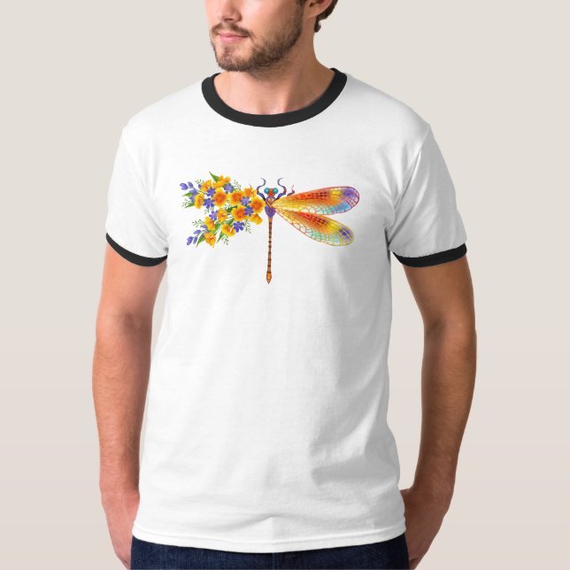 T-shirt libellule de fleurs jaunes (Devant)
