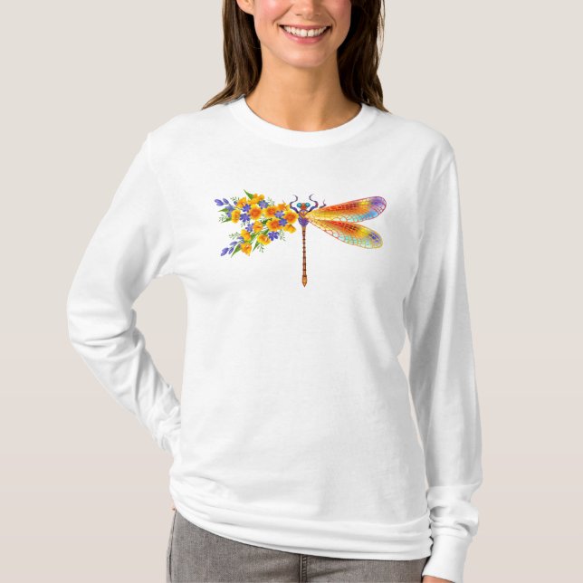 T-shirt libellule de fleurs jaunes (Devant)