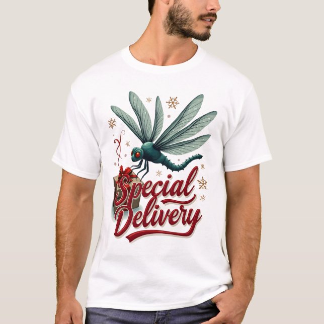 T-shirt Libellule de livraison de présent (Devant)
