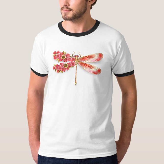 T-shirt Libellule fleur avec bijoux sakura (Devant)