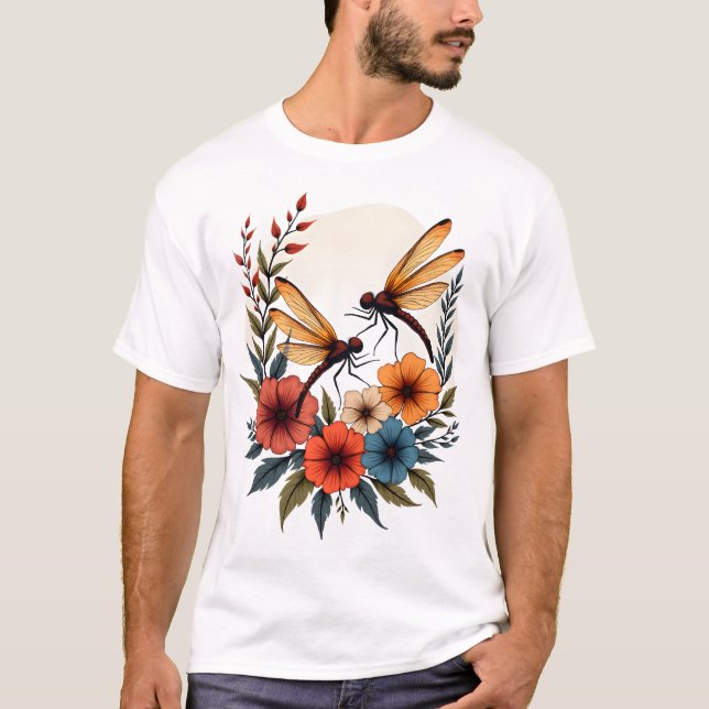 T-shirt Libellule Florale Bohème (Devant)