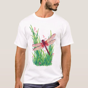 T-shirt Libellule glisseuse des marais cramoisie herbe ver