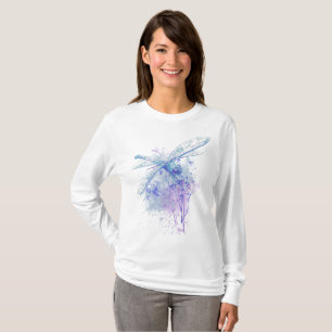 T-shirt Libellule mauve bleue d'aquarelle