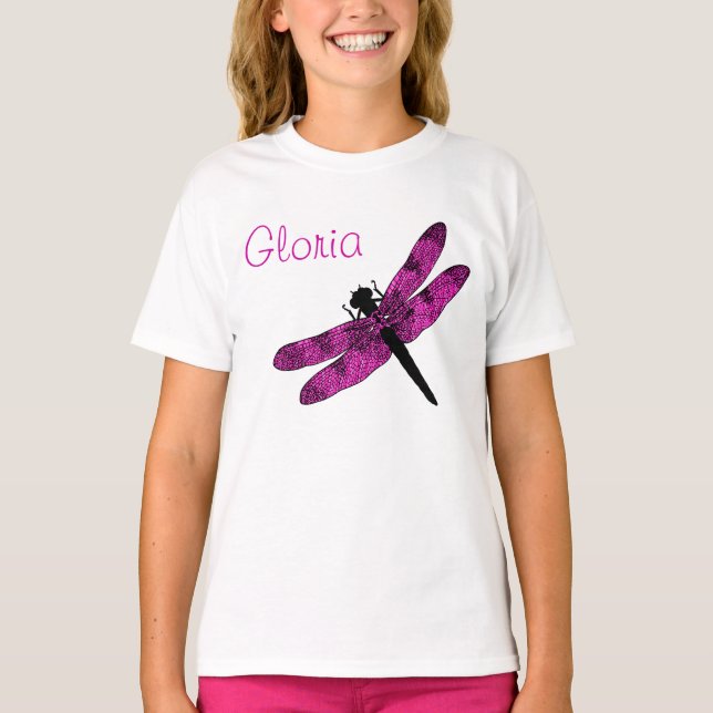 T-shirt Libellule rose personnalisée (Devant)