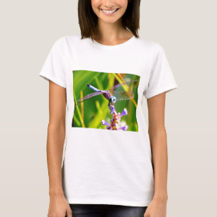 T-shirt libellule turquoise et violette