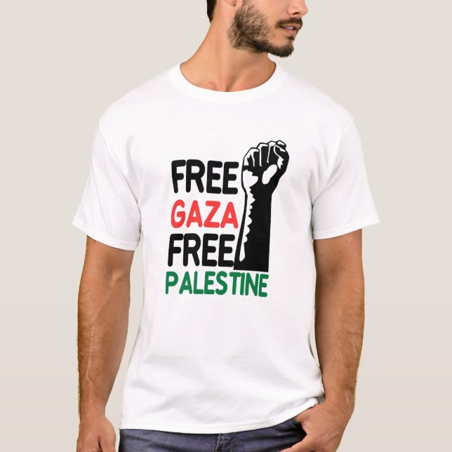 T-shirt Libérez Gaza Libérez la Palestine, Poing, solidari (Devant)