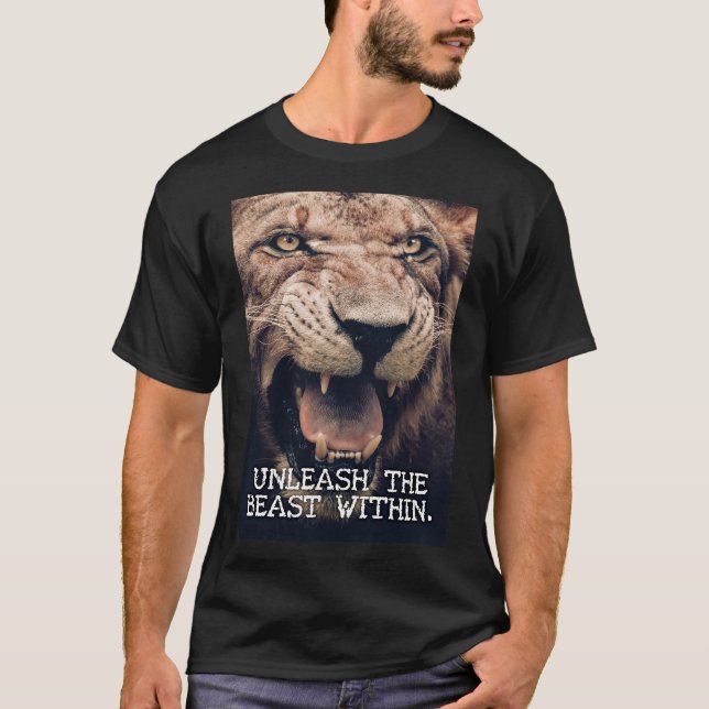 T-shirt Libérez La Bête À L'Intérieur - Lion Motivationnel (Devant)