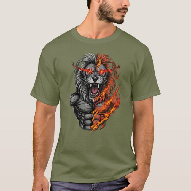 T-shirt Libérez la bête : Furie du lion du feu (Devant)