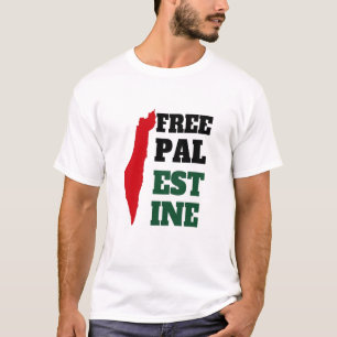 T-shirt Libérez la Palestine, rouge noir et vert, carte de