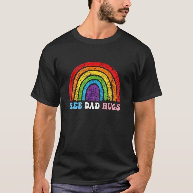 T-shirt Libérez Papa Hugs LGBT Prith Mois Rainbow Transgen (Devant)