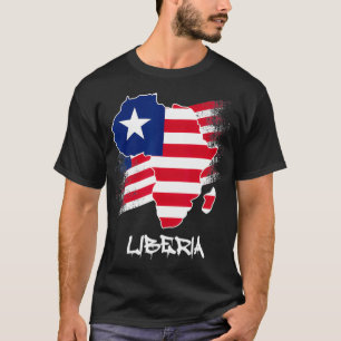 T-shirt Libéria Drapeau Avec L'Afrique Carte Amour Libéria