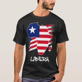T-shirt Libéria Drapeau Avec L'Afrique Carte Amour Libéria
