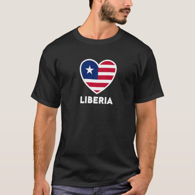 T-shirt Liberia Flag Heart Premium (Devant)
