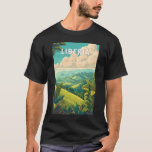 T-shirt Liberia Illustration Travel Art Vintage<br><div class="desc">Liberia retro vector travel design. Liberia is a vibrant West African nation known for its golden beaches,  lush rainforests,  and welcoming culture.</div>