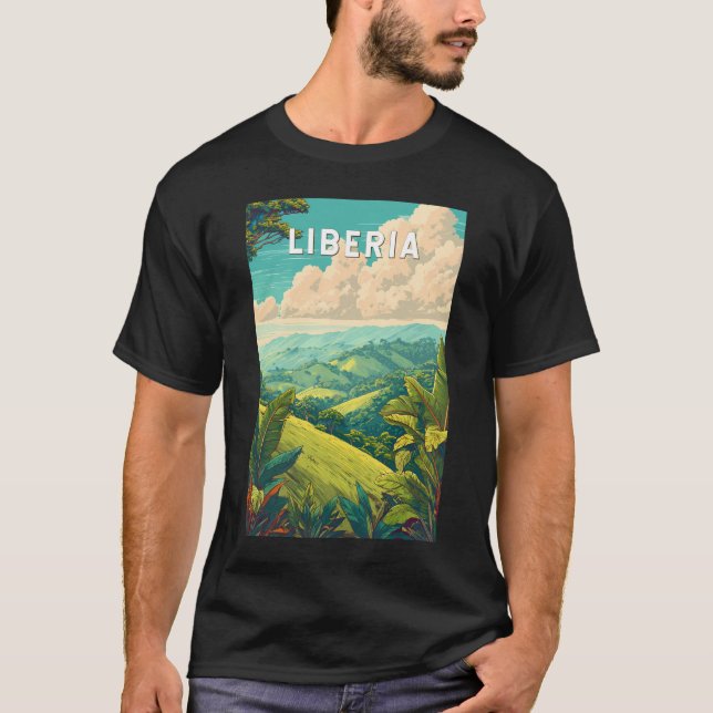 T-shirt Liberia Illustration Travel Art Vintage (Devant)