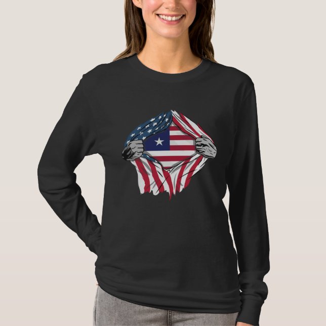 T-shirt Liberian Blood Inside Me  Liberia Flag (Devant)
