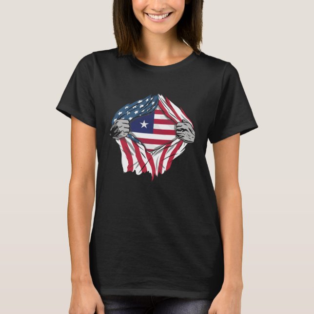 T-shirt Liberian Blood Inside Me  Liberia Flag (Devant)