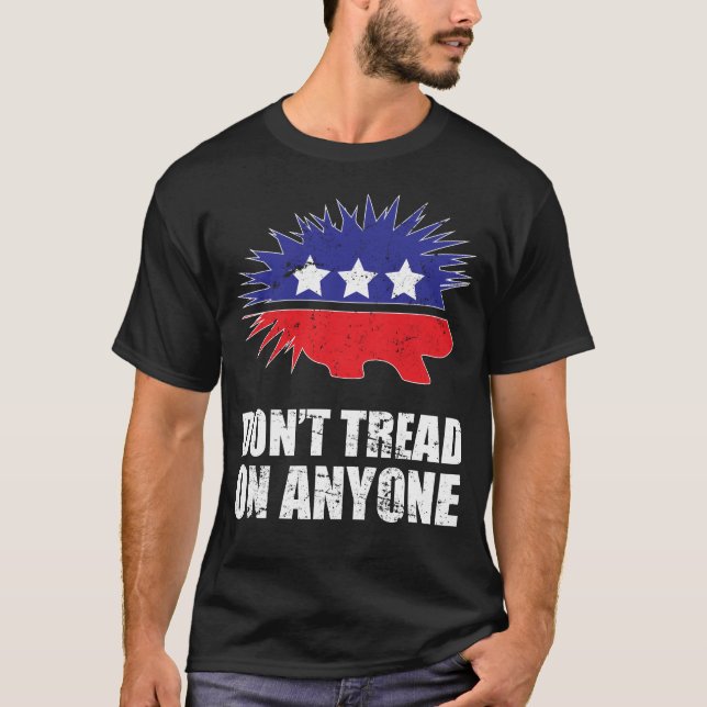 T-shirt Libertarian Porcupine logo Don't Tread on Anyone (Devant)