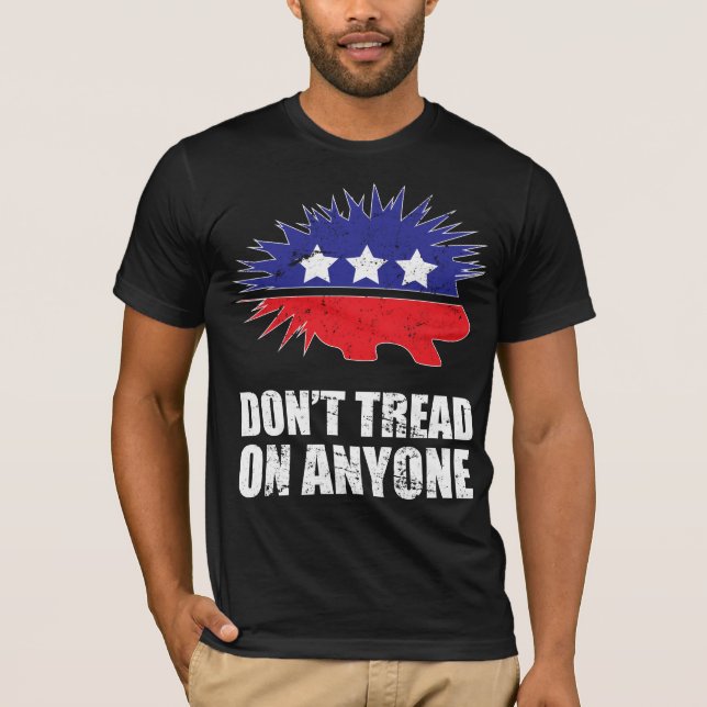 T-shirt Libertarian Porcupine logo Don't Tread on Anyone (Devant)