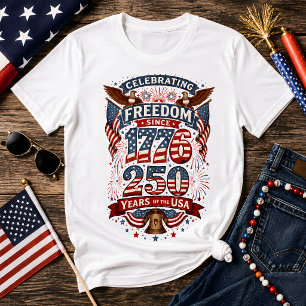 T-shirt Liberté Américaine Vintage 1776 250 Ans Patriotiqu
