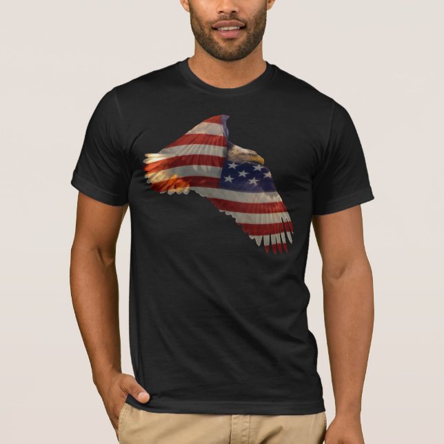 T-shirt LIBERTÉ BALD EAGLE & US FLAG Mens Vêtements (Devant)