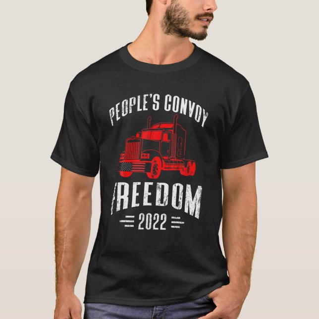 T-shirt Liberté du convoi du peuple 2022 I Support Trucker (Devant)