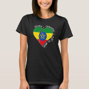 T-shirt Liberté Indépendance Foi En Dieu Chrétien Éthio