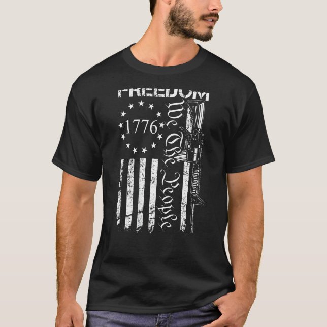 T-shirt Liberté  Nous Le Peuple Ar15 Drapeau Des États-Uni (Devant)