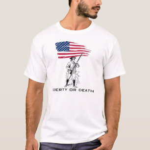 T-shirt Liberté ou mort, Minuteman avec le drapeau