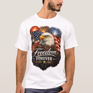 T-shirt Liberté pour toujours – Aigle américain réaliste p