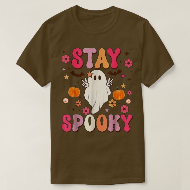 T-shirt Liberté Restez Éffrayant Cute Halloween Ghost Bats (Design devant)