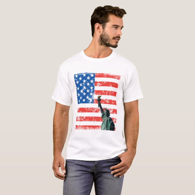 T-shirt Liberty avec étoiles et rayures arrière -  (Devant entier)