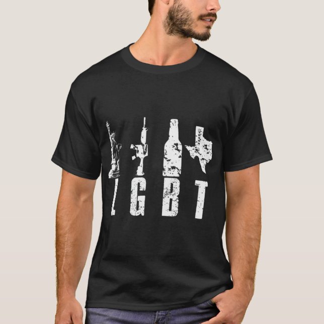 T-shirt Liberty Guns Beer Texas T Parody LGBT (Devant)