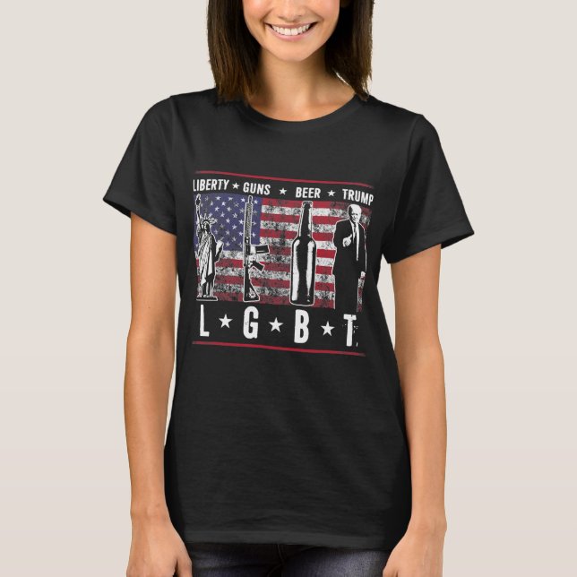 T-shirt Liberty Guns Beer Trump Lgbt Parodie (Devant)