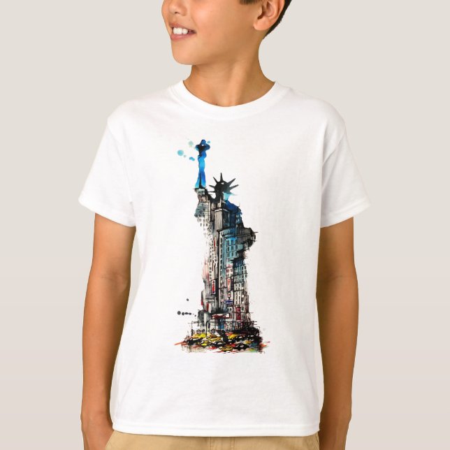 T-shirt Liberty New York City Travel Love Aquarelle (Devant)