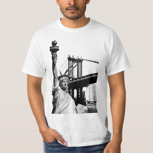T-shirt Liberty Statue Nyc New York Mens Moderne (Devant)