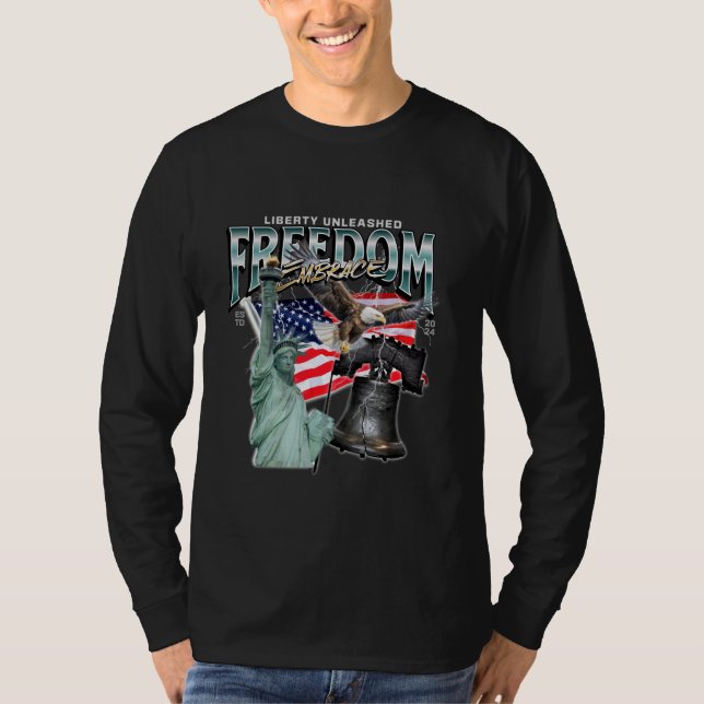 T-shirt Liberty Unleashed Freedom Embrace Eagle Statue de (Devant)