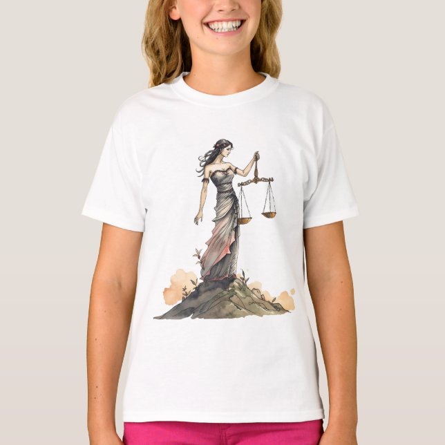 T-shirt Libra – La Déesse à l'aquarelle (Devant)