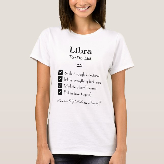 T-shirt Libra - Liste des tâches (Devant)