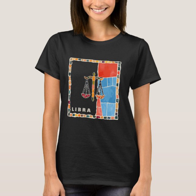 T-shirt Libra zodiac sign mosaic - harmony and balance in  (Devant)