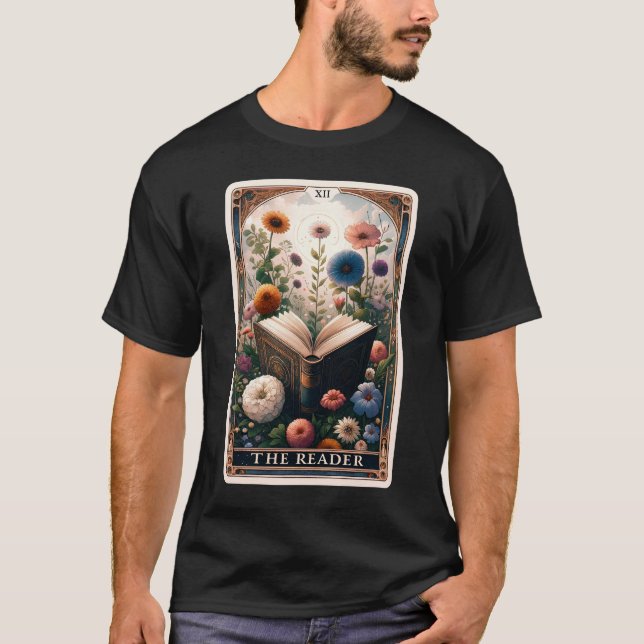 T-shirt Librairie de livres de la carte Tarot Reader (Devant)