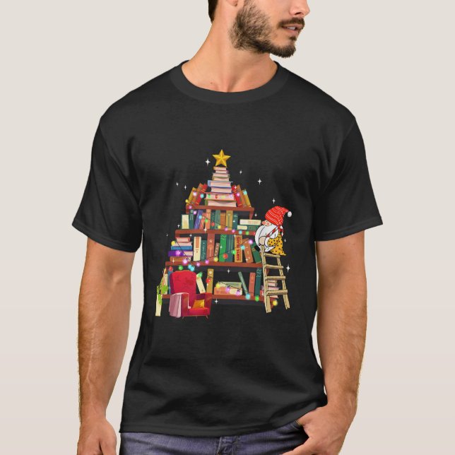 T-shirt Librarian And Book Lover Christmas Library Tree Li (Devant)