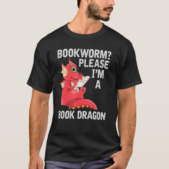 T-shirt Librarian Book Lecture Bookworm Livre Dragon (Devant)